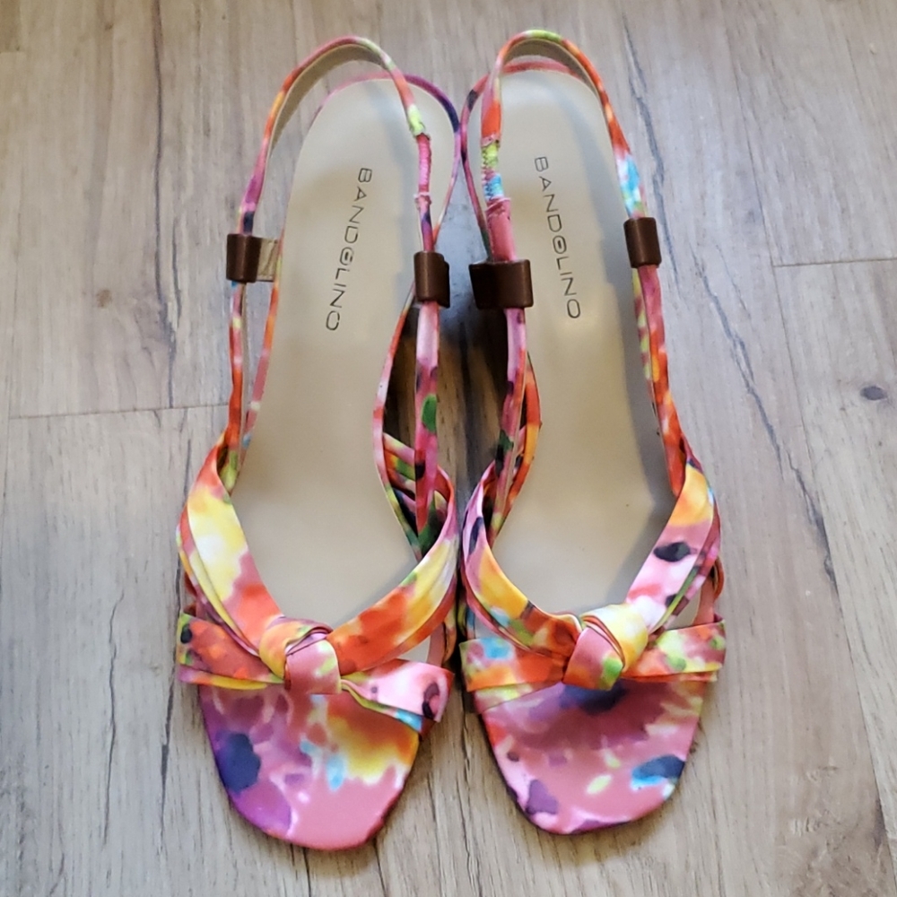 Bright multicolored wedge sandals